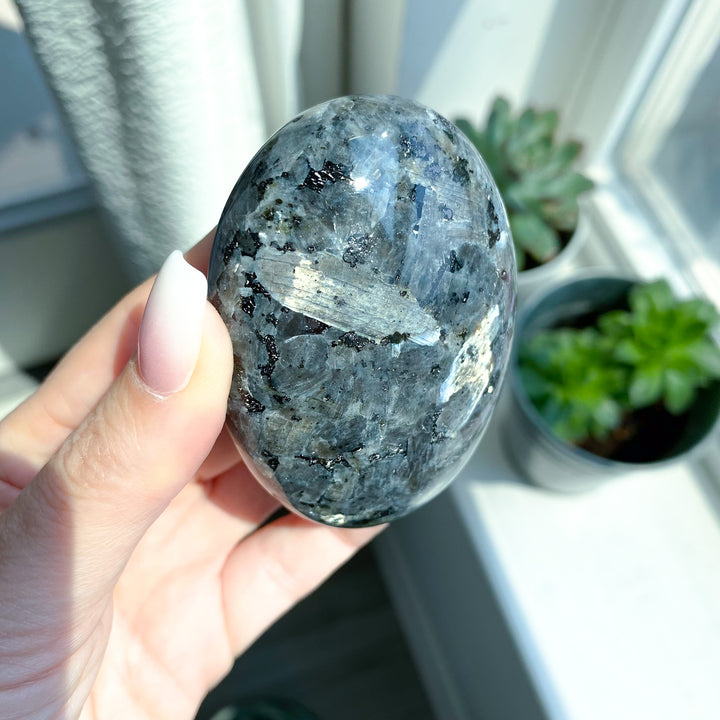 Large Flashy Larvikite Palm 