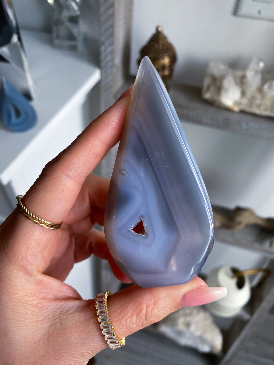 Drusy Gray Agate Flame - Imperfect