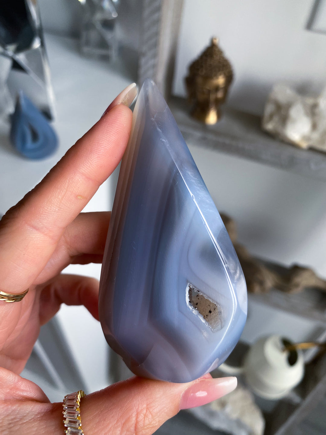 Drusy Gray Agate Flame - Imperfect