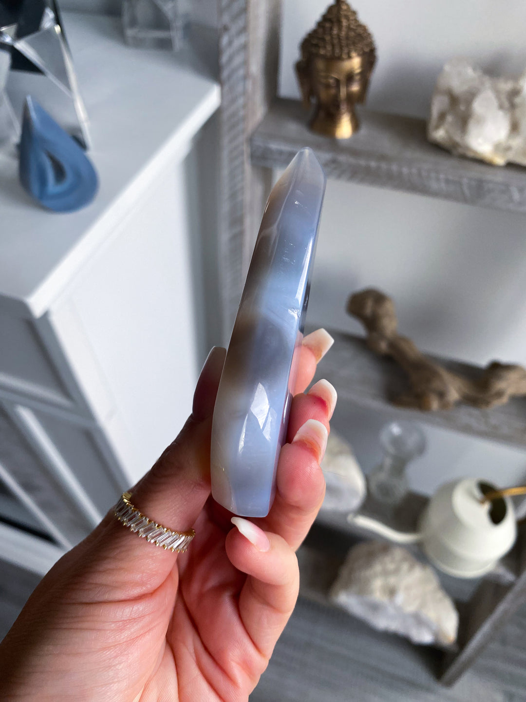 Drusy Gray Agate Flame - Imperfect