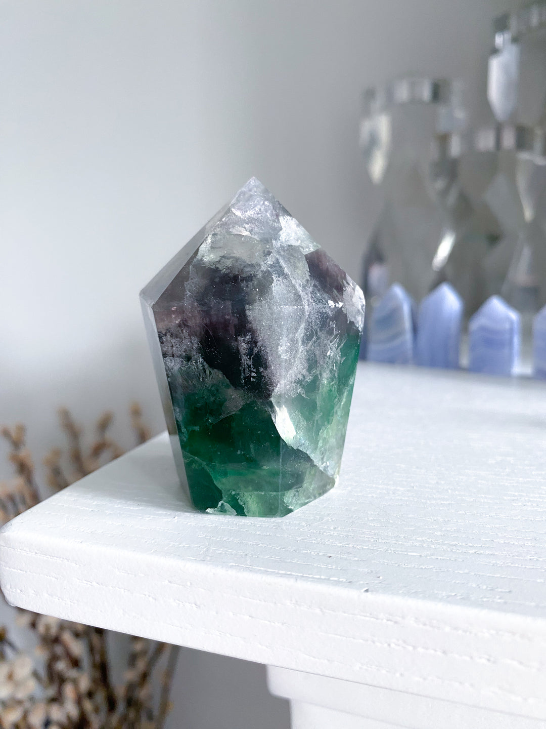 Rainbow Fluorite Tower Full Polish #7