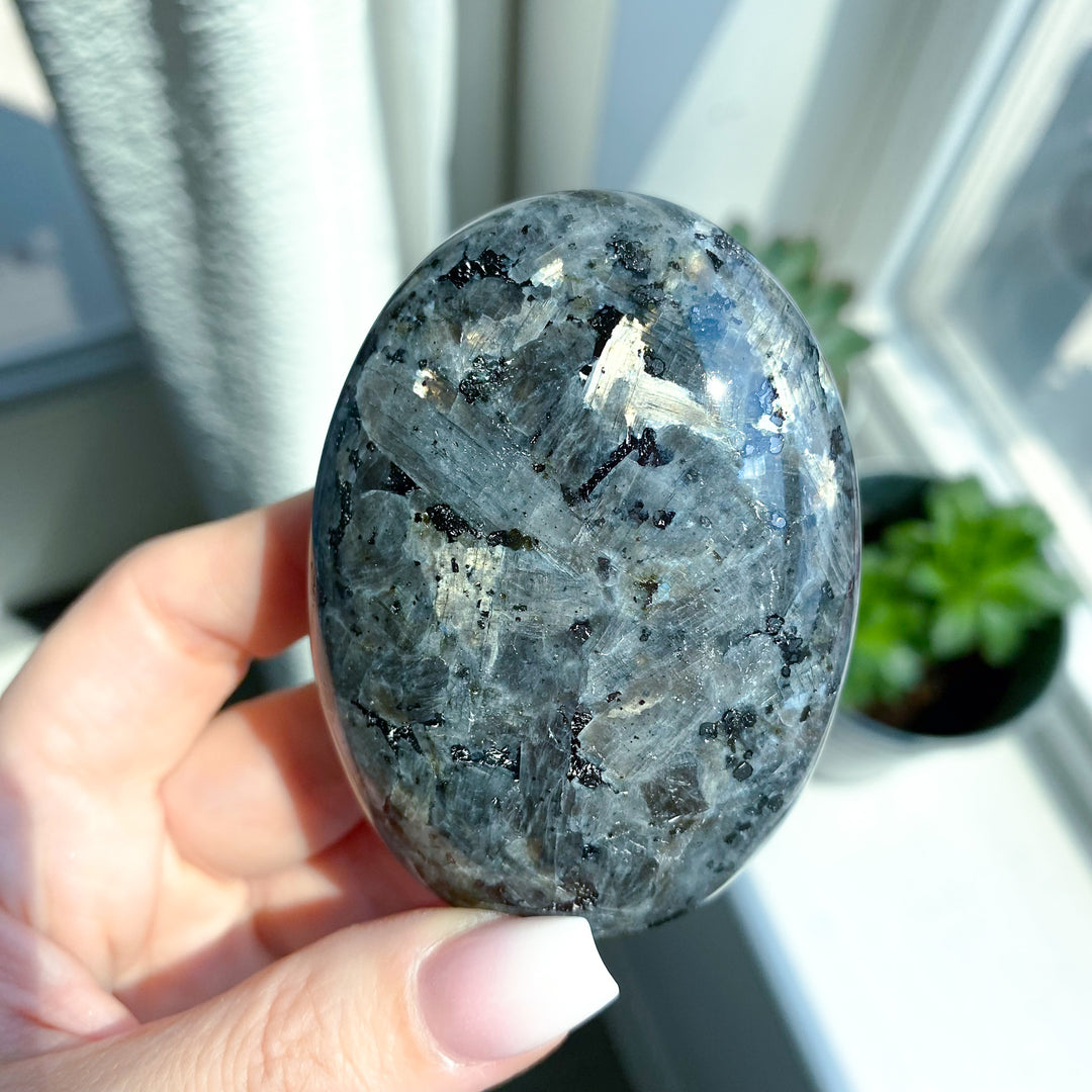 Large Flashy Larvikite Palm 