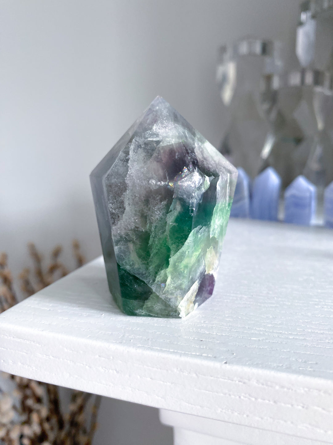 Rainbow Fluorite Tower Full Polish #7