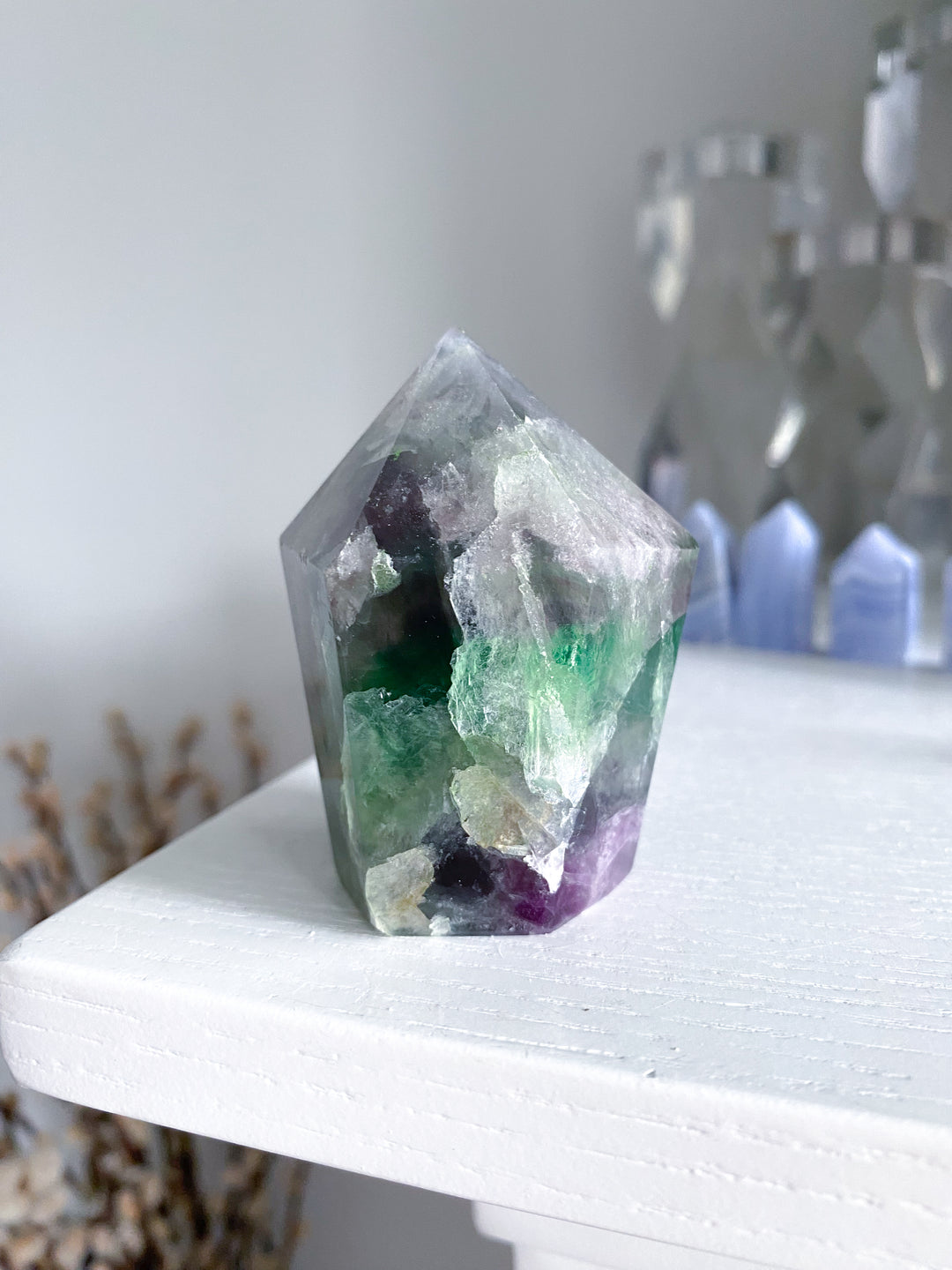 Rainbow Fluorite Tower Full Polish #7
