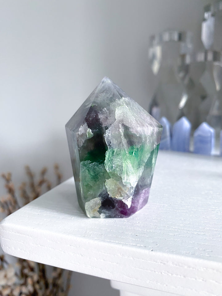 Rainbow Fluorite Tower Full Polish #7