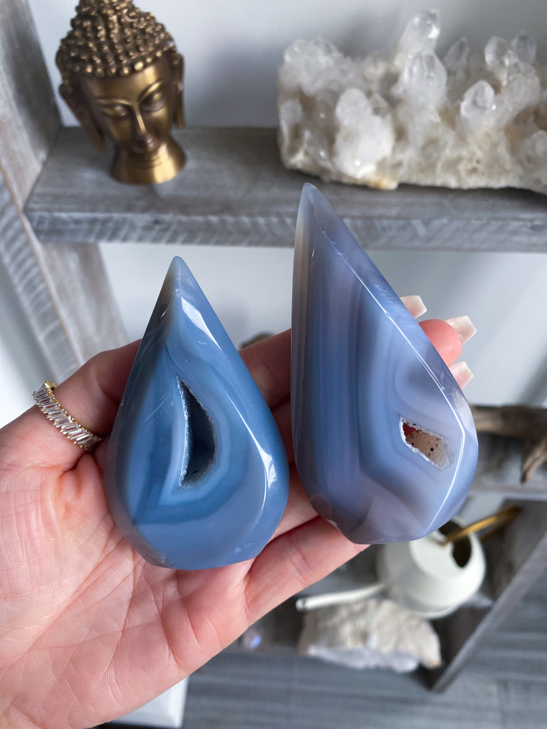 Drusy Gray Agate Flame - Imperfect