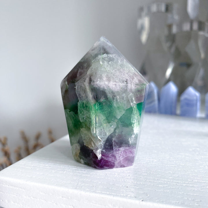 Rainbow Fluorite Tower Full Polish #7