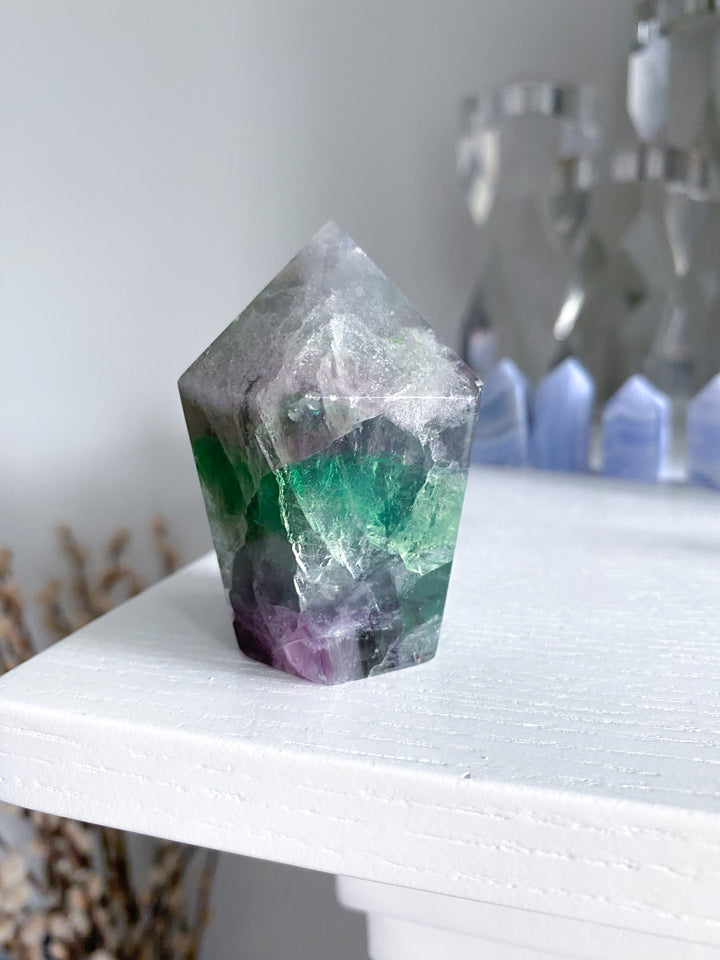 Rainbow Fluorite Tower Full Polish #7