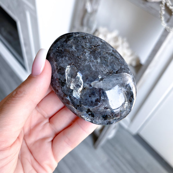 Large Flashy Larvikite Palm 