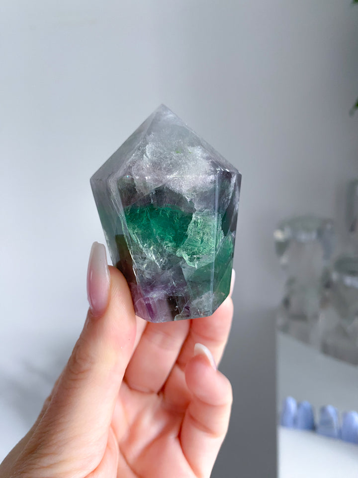 Rainbow Fluorite Tower Full Polish #7