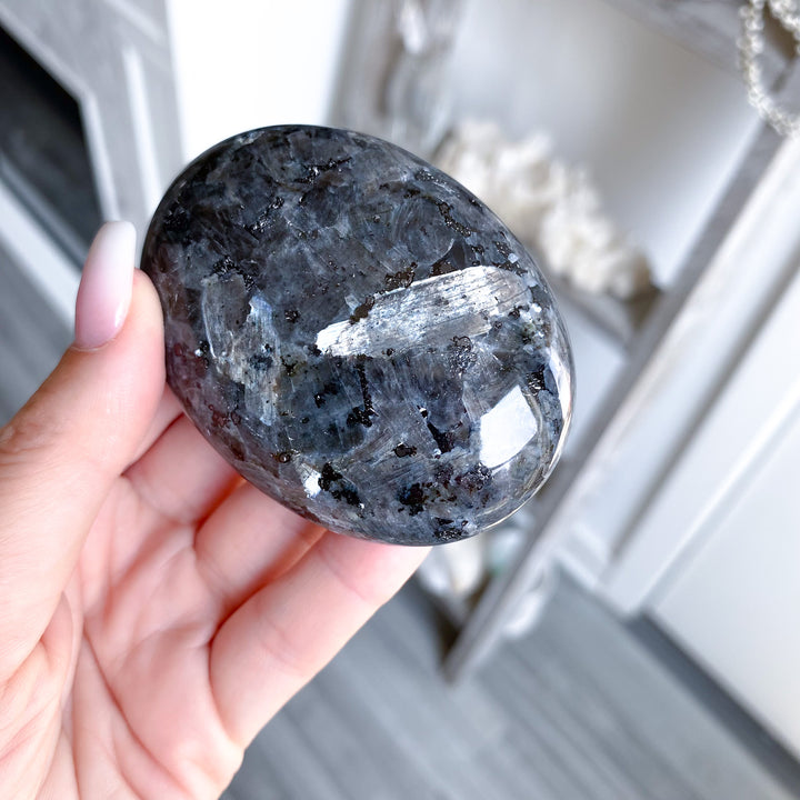 Large Flashy Larvikite Palm 