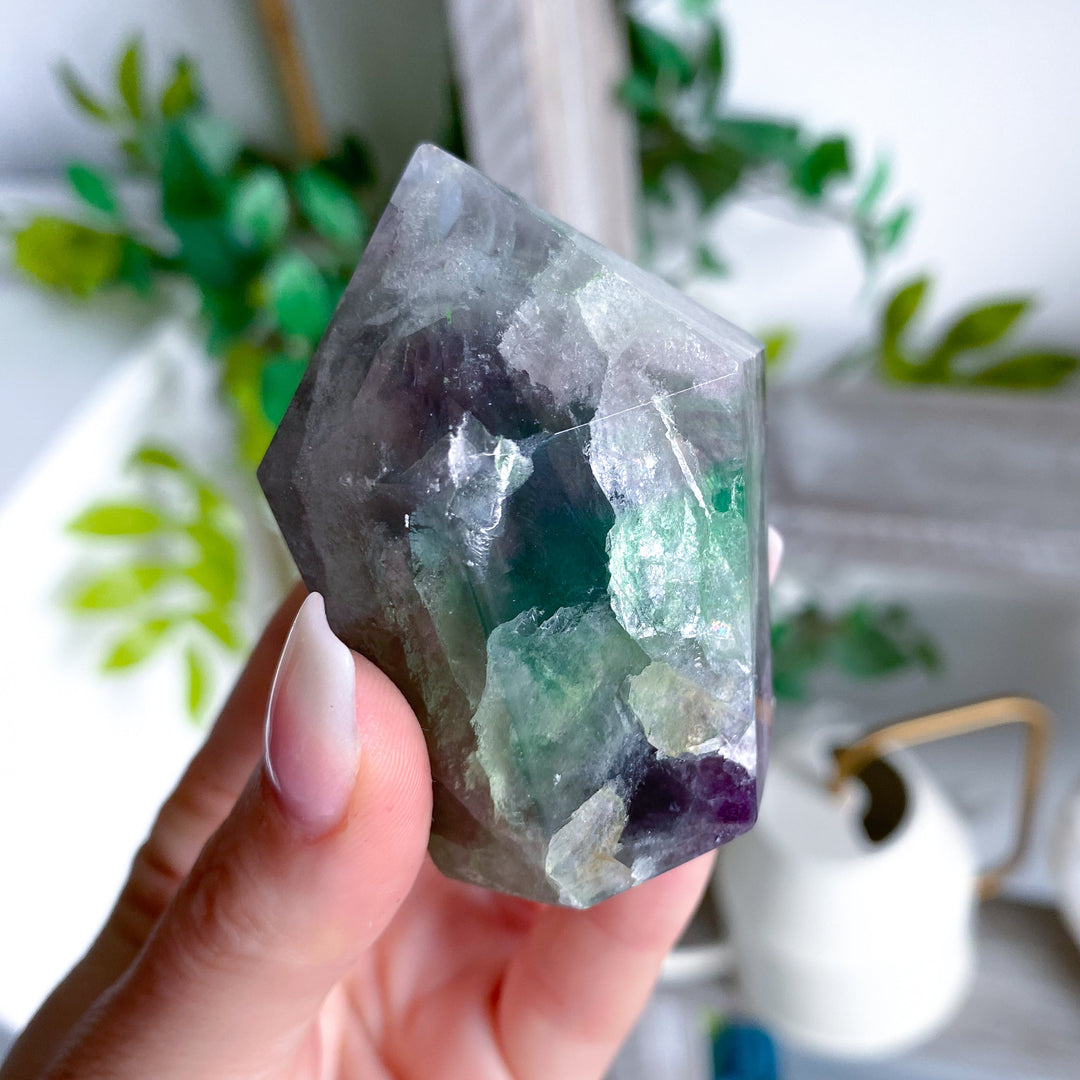 Rainbow Fluorite Tower Full Polish #7