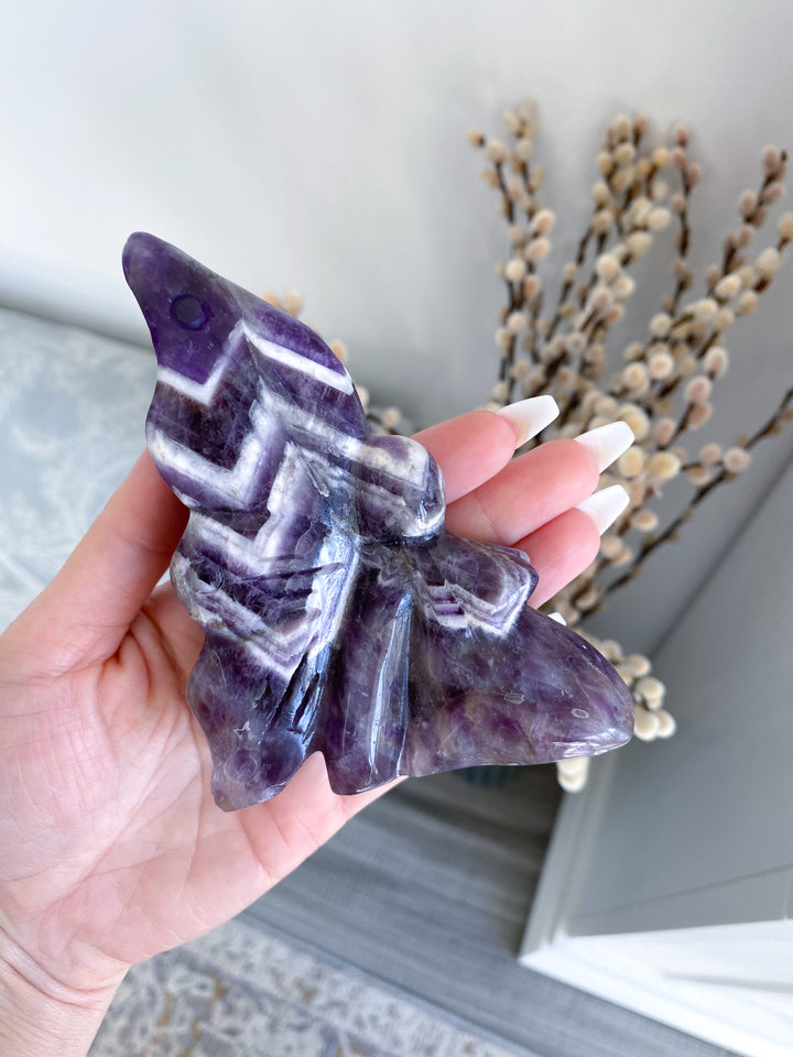 XL Dream Amethyst Fairy Carving - Get Exact Item - Chevron Amethyst