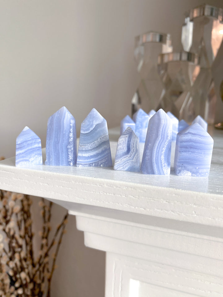 X Small Blue Lace Agate Tower