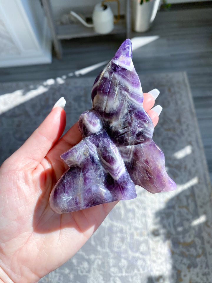 XL Dream Amethyst Fairy Carving - Get Exact Item - Chevron Amethyst