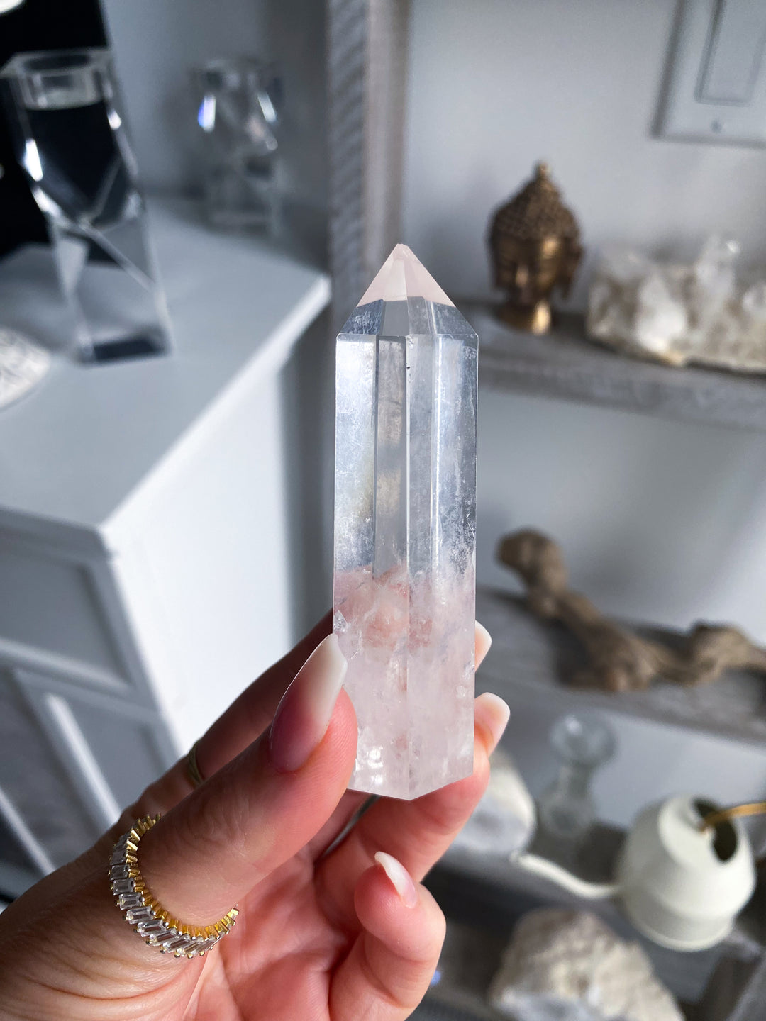 Imperfect Clear Quartz Tower - Tilted, Chipped