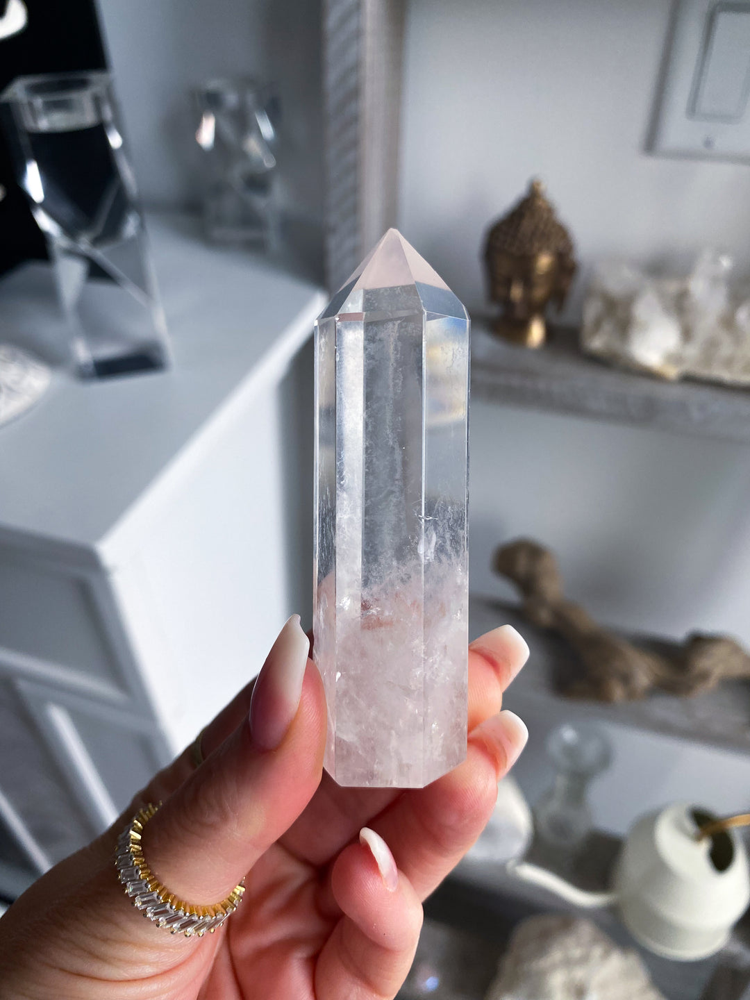 Imperfect Clear Quartz Tower - Tilted, Chipped