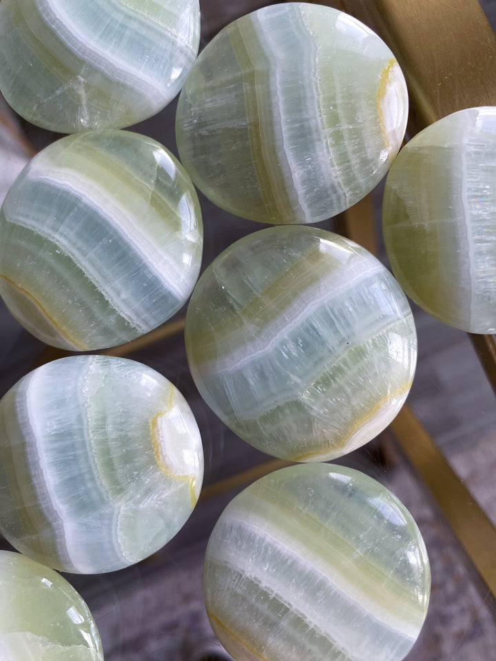 Pistachio Calcite Coin - Self Love