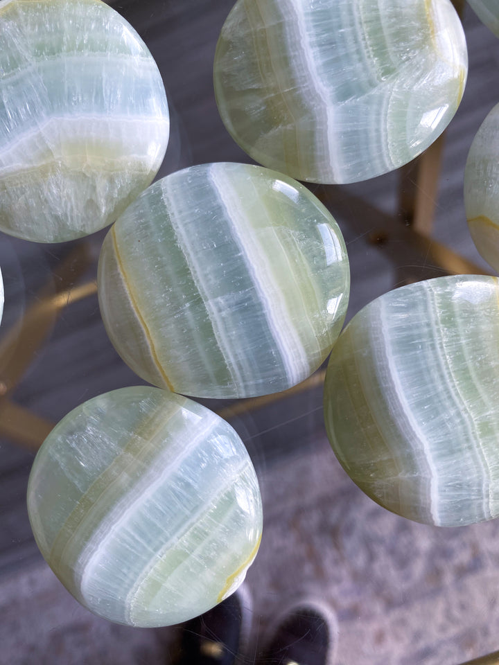 Pistachio Calcite Coin - Self Love