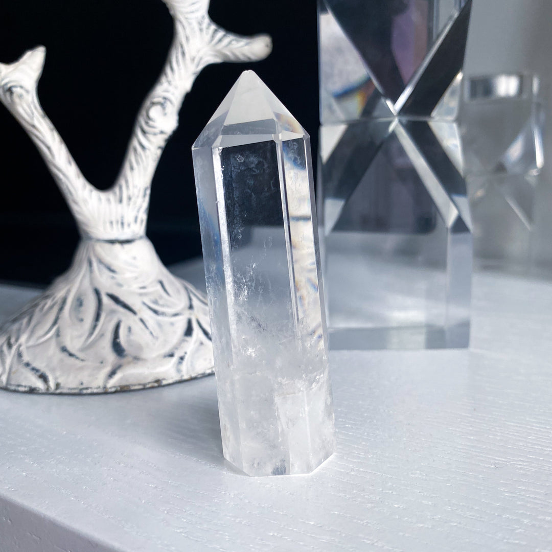 Imperfect Clear Quartz Tower - Tilted, Chipped