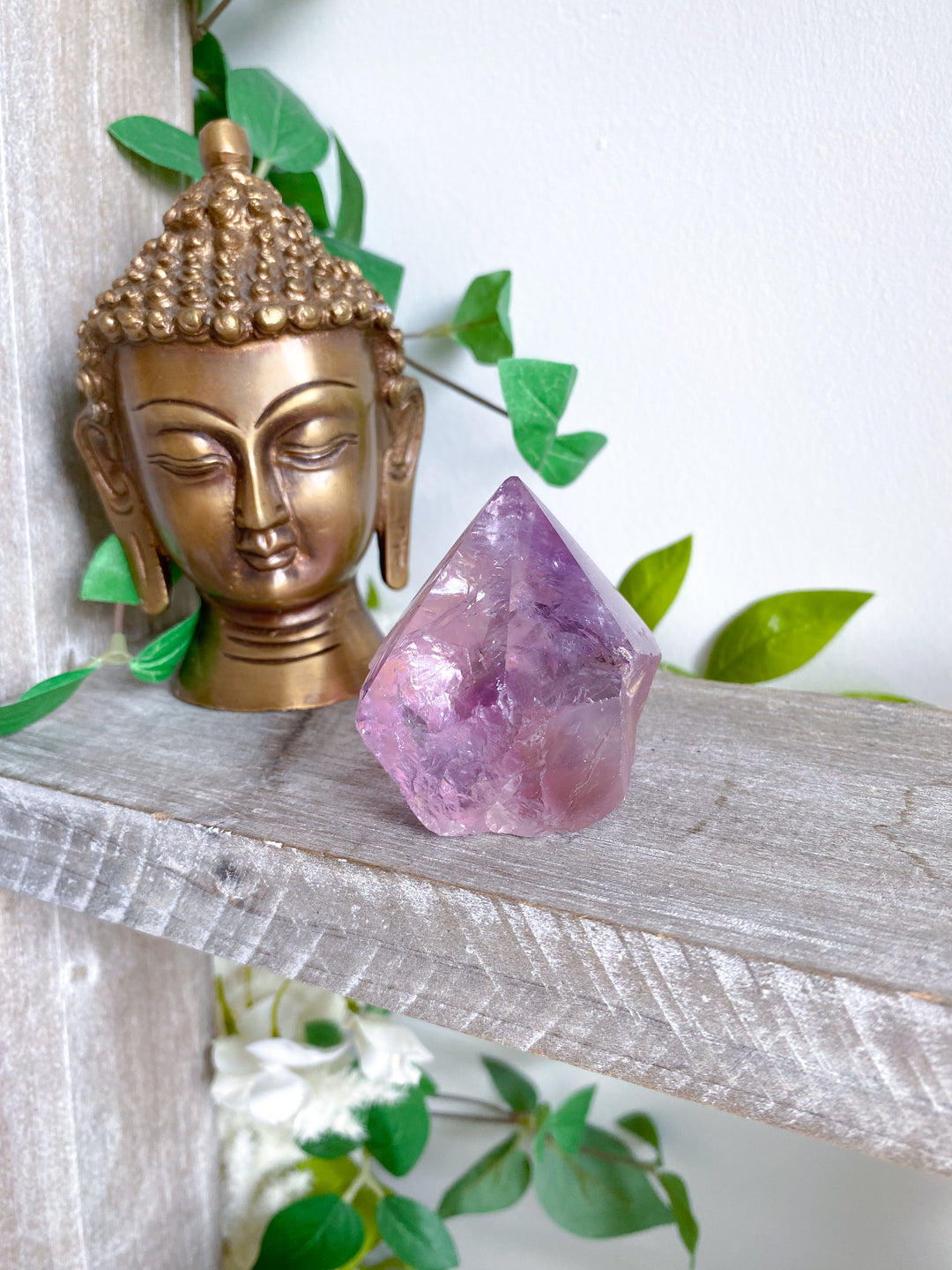 Glassy Amethyst Top Polish Point w/ Hematite