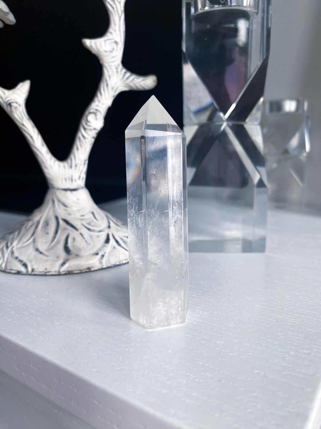 Imperfect Clear Quartz Tower - Tilted, Chipped