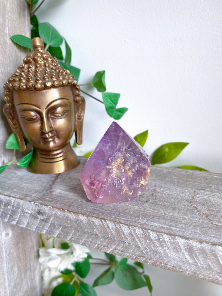 Glassy Amethyst Top Polish Point w/ Hematite