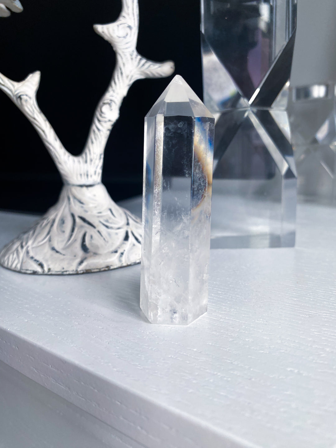 Imperfect Clear Quartz Tower - Tilted, Chipped