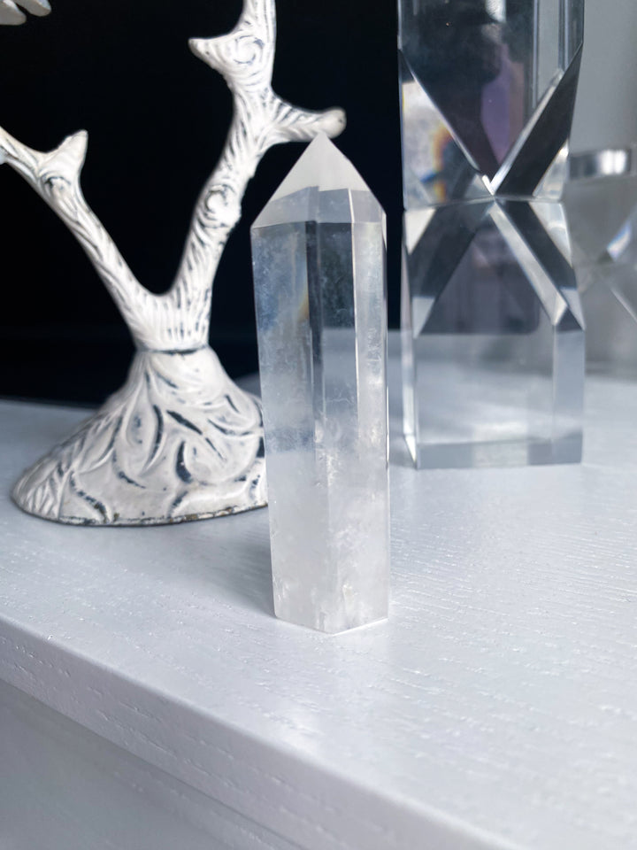 Imperfect Clear Quartz Tower - Tilted, Chipped
