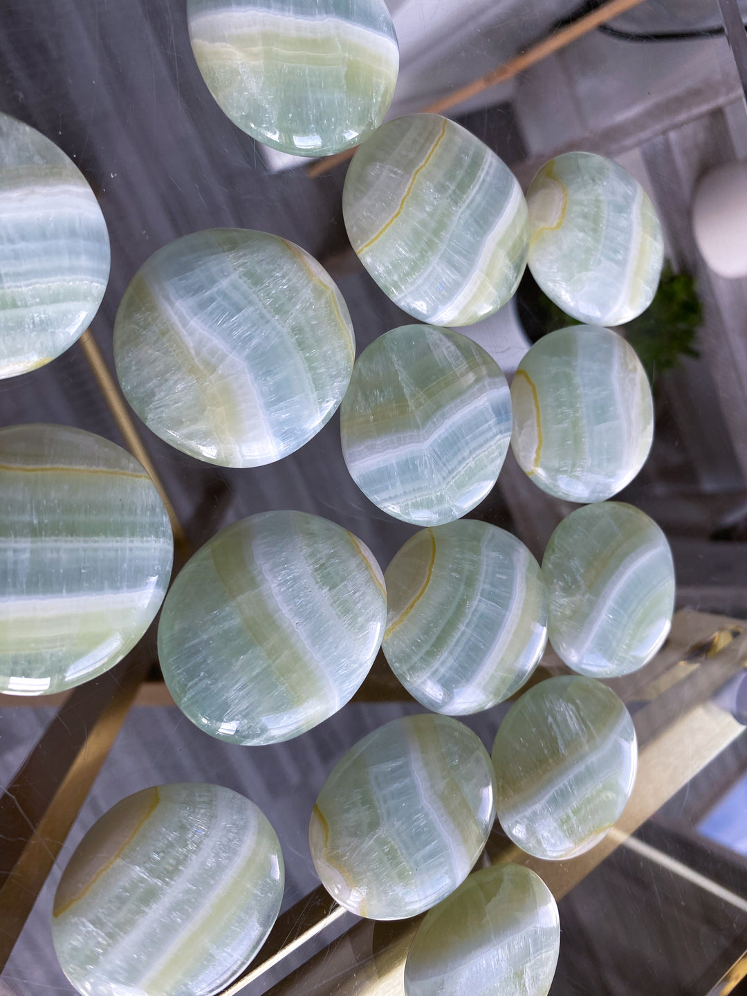 Pistachio Calcite Coin - Self Love