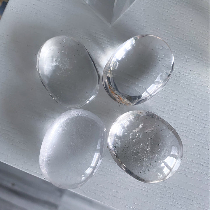 Small Clear Quartz Palm Stone w/ Inclusion