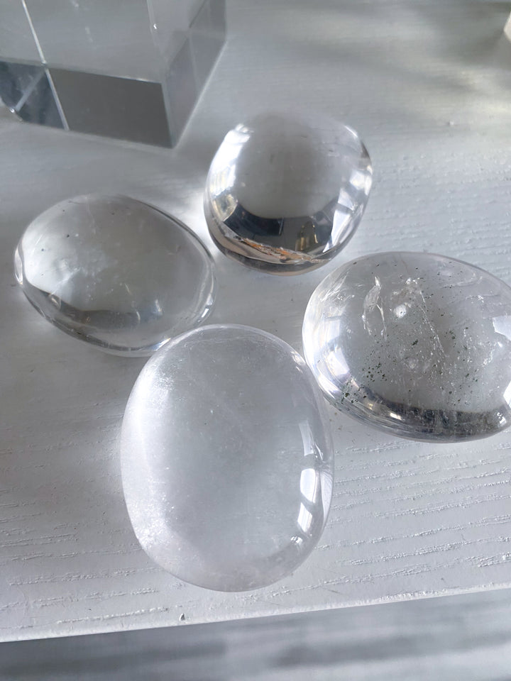 Small Clear Quartz Palm Stone w/ Inclusion
