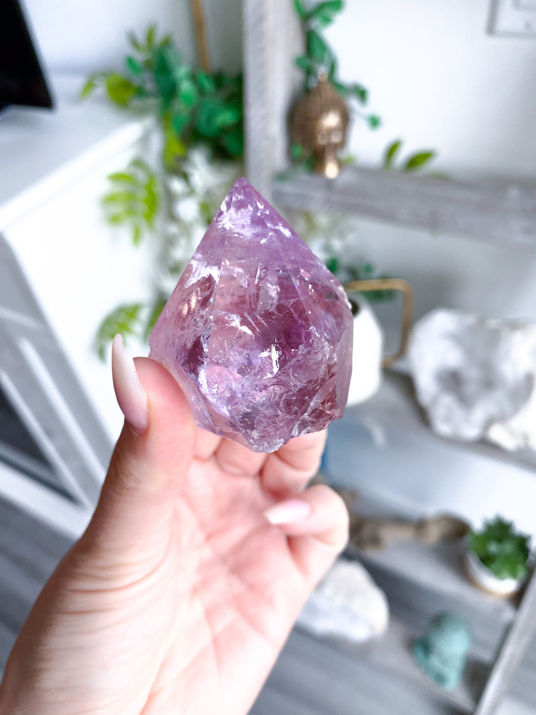 Glassy Amethyst Top Polish Point w/ Hematite