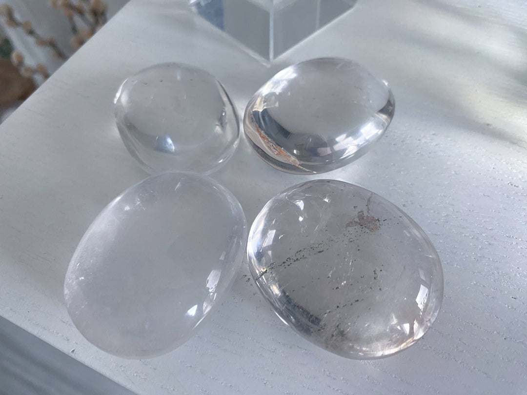 Small Clear Quartz Palm Stone w/ Inclusion