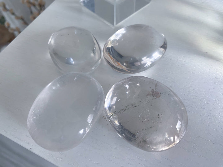 Small Clear Quartz Palm Stone w/ Inclusion