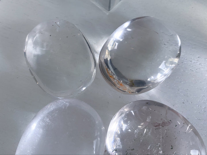 Small Clear Quartz Palm Stone w/ Inclusion