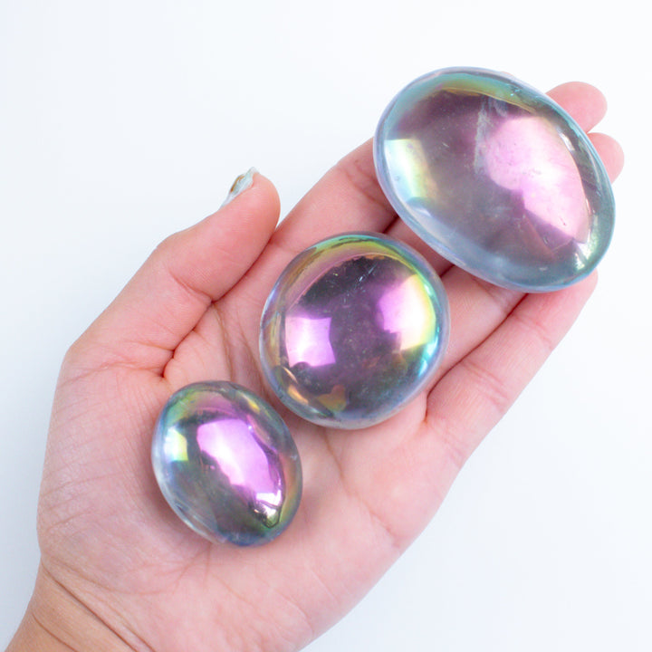 Angel Aura Quartz Palm Stone - You Choose