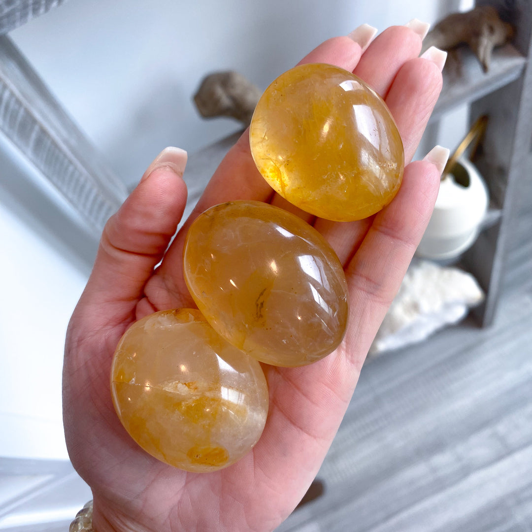 Milky Small Golden Healer Quartz Palm Stone