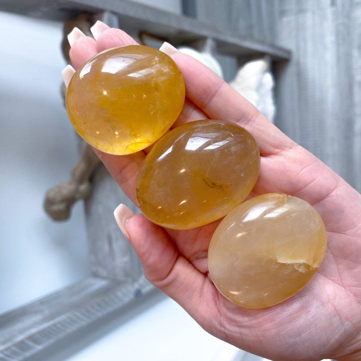 Milky Small Golden Healer Quartz Palm Stone
