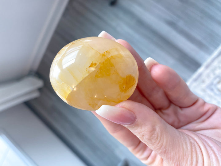 Milky Small Golden Healer Quartz Palm Stone
