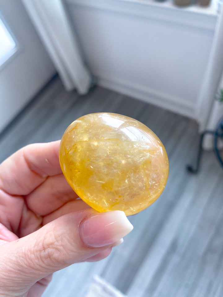 Milky Small Golden Healer Quartz Palm Stone