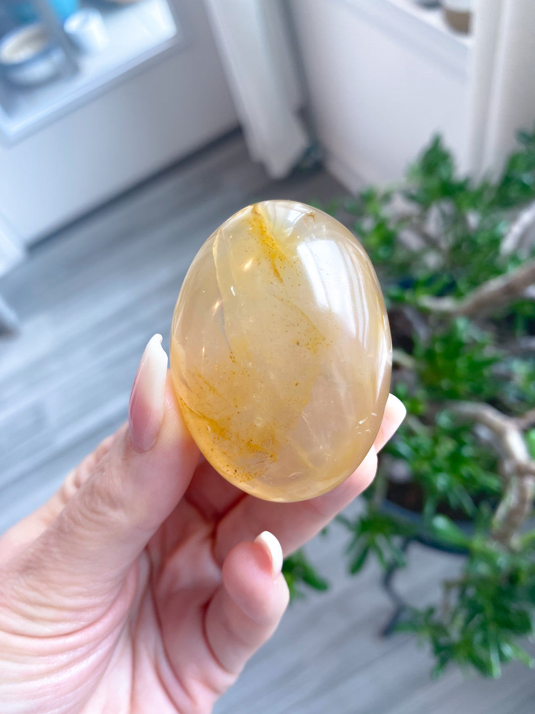 Milky Small Golden Healer Quartz Palm Stone