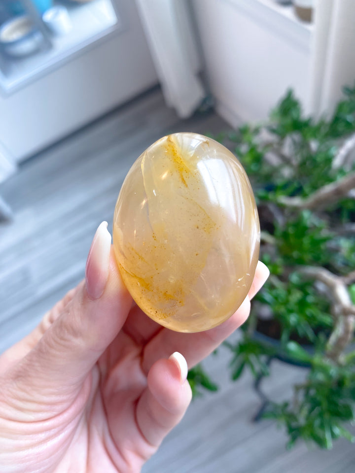 Milky Small Golden Healer Quartz Palm Stone