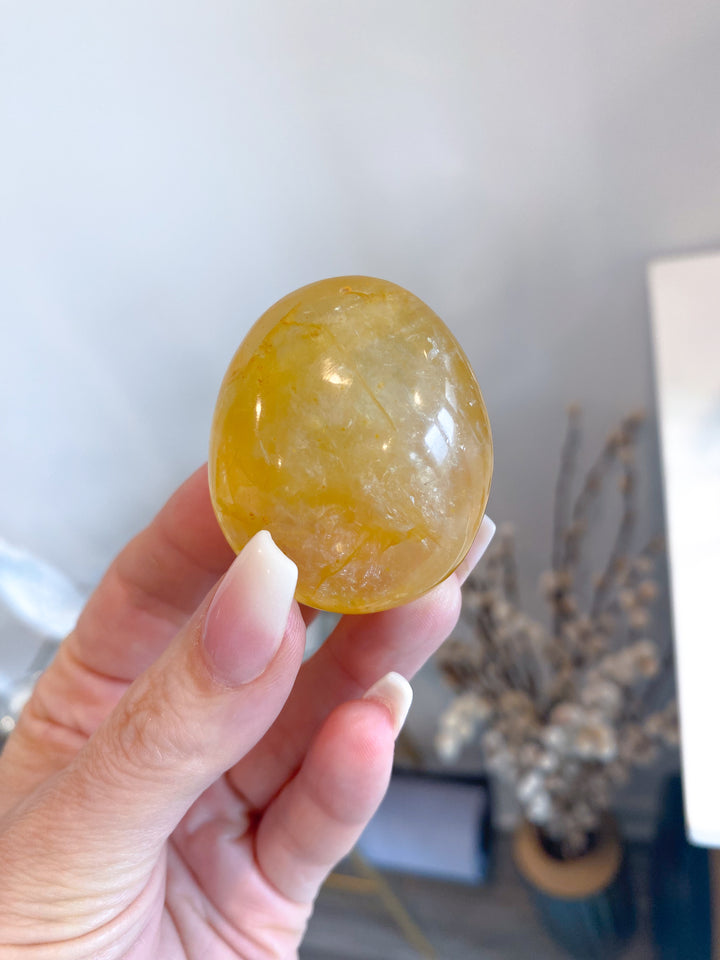 Milky Small Golden Healer Quartz Palm Stone