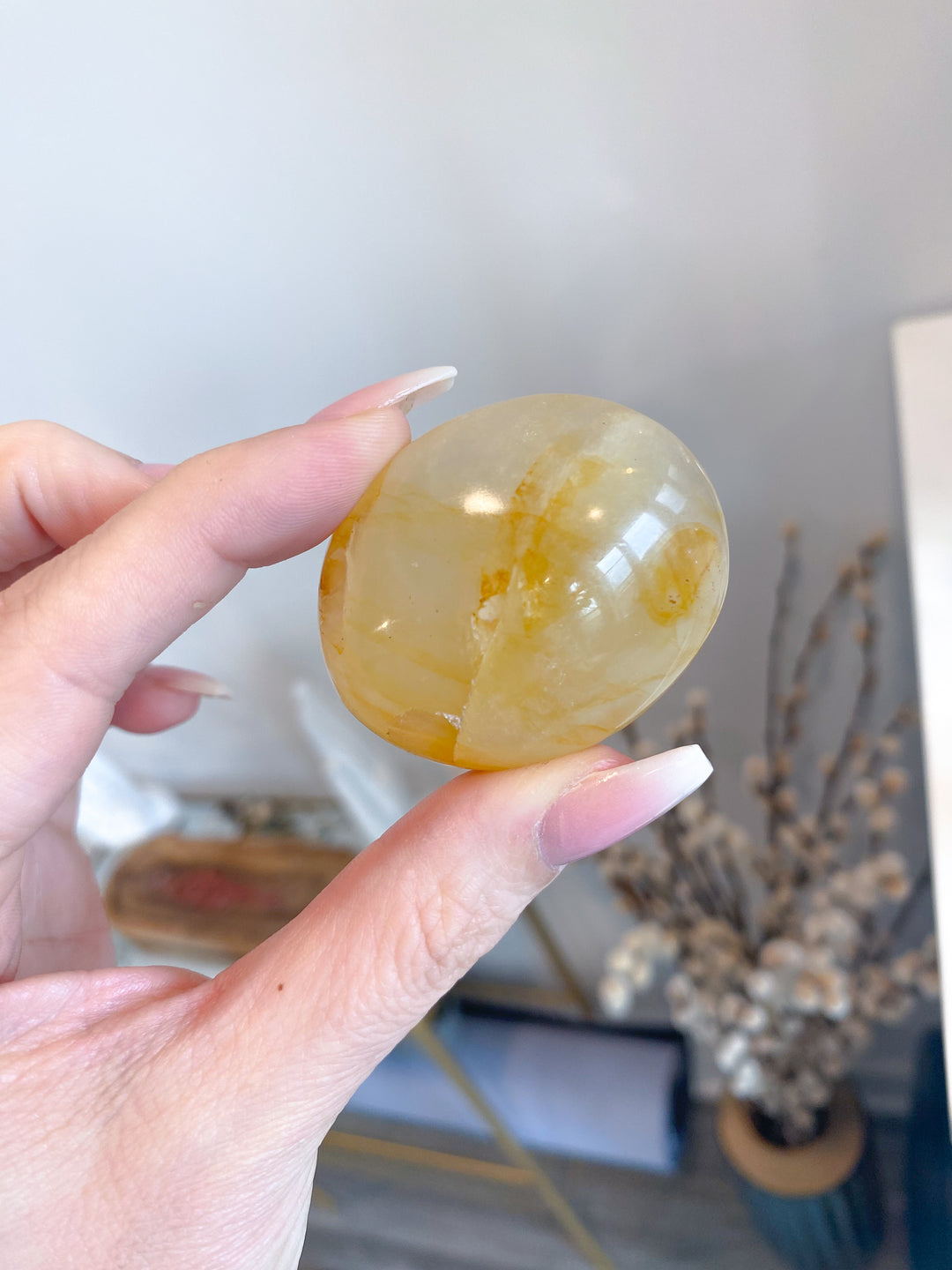 Milky Small Golden Healer Quartz Palm Stone
