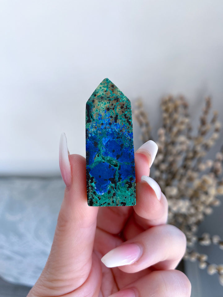 RARE Azurite Malachite Mini Point - Releasing Old Patterns - Openness Crystal - Love Stone - Creativity - Empathy - Personal Evolution