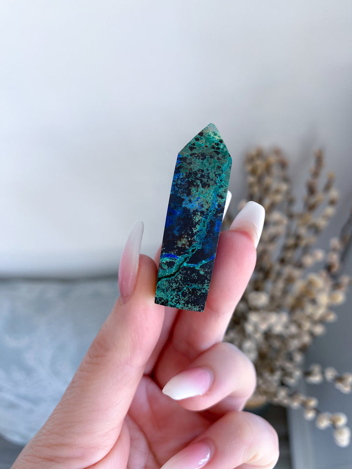 RARE Azurite Malachite Mini Point - Releasing Old Patterns - Openness Crystal - Love Stone - Creativity - Empathy - Personal Evolution