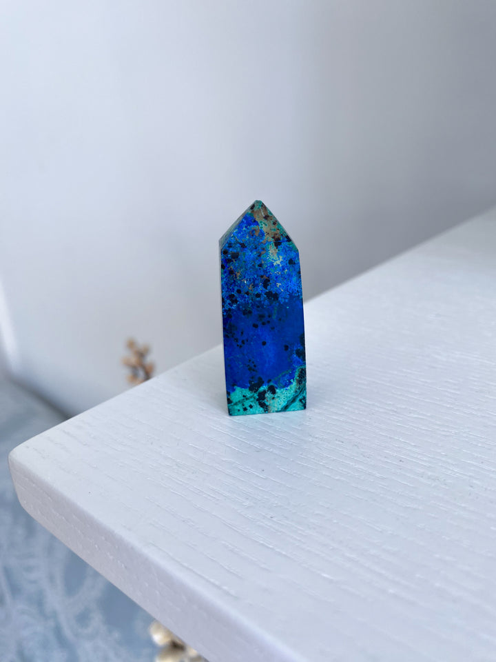 RARE Azurite Malachite Mini Point - Releasing Old Patterns - Openness Crystal - Love Stone - Creativity - Empathy - Personal Evolution
