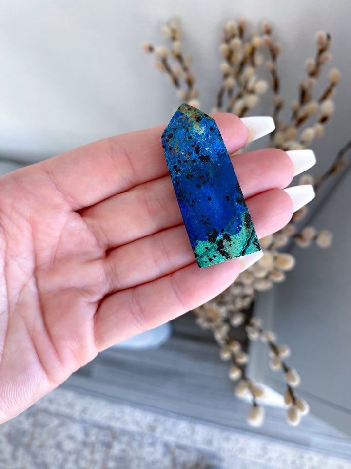 RARE Azurite Malachite Mini Point - Releasing Old Patterns - Openness Crystal - Love Stone - Creativity - Empathy - Personal Evolution