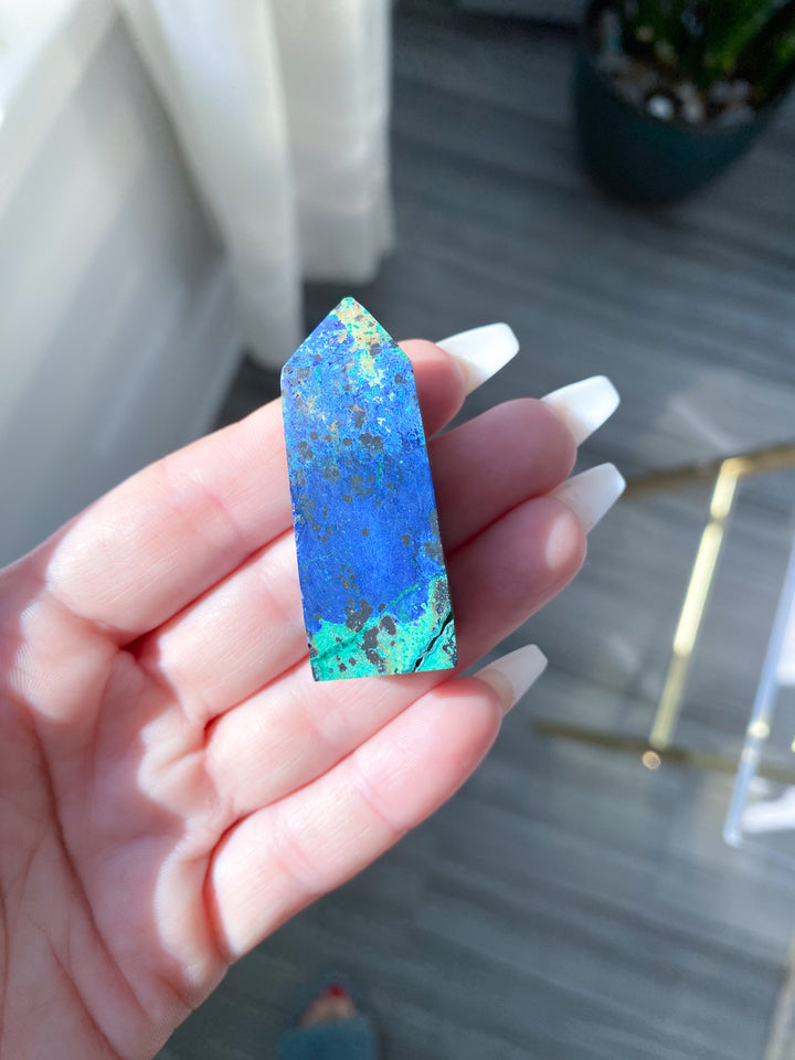RARE Azurite Malachite Mini Point - Releasing Old Patterns - Openness Crystal - Love Stone - Creativity - Empathy - Personal Evolution